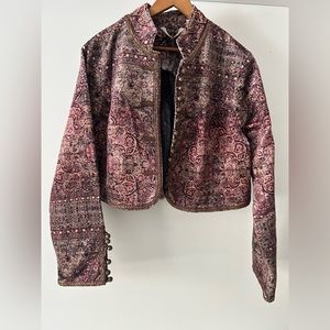 NWT Soft Surroundings Exclusive Blazer Golden Detailed Embroidered Trim Size L